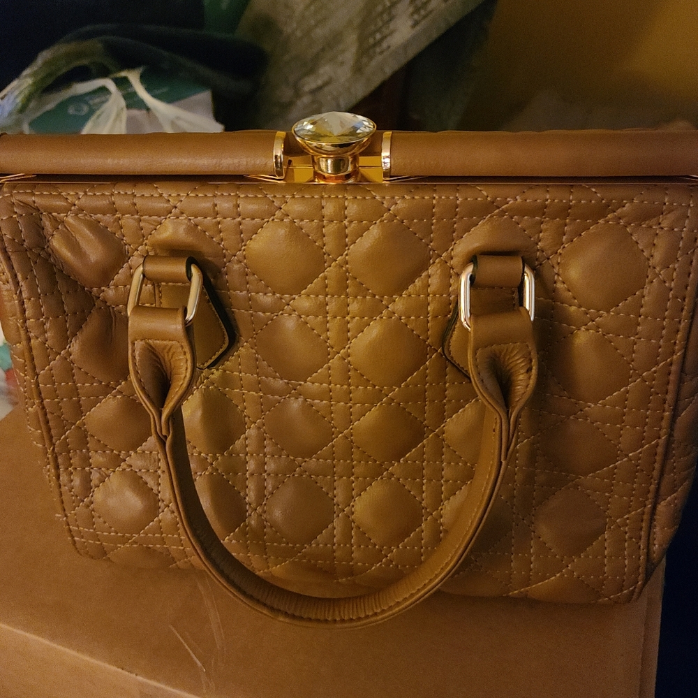 Beautiful caramel diamond closure purse